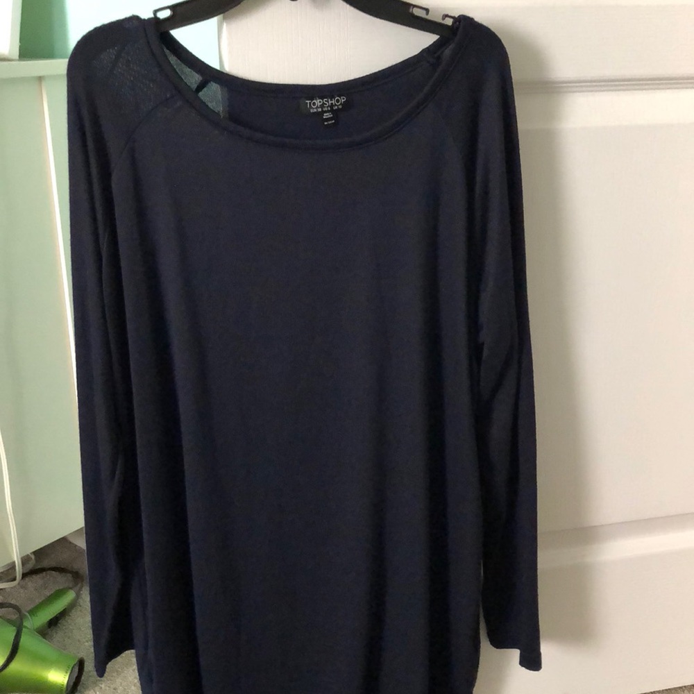 Navy blue and black long sleeve top.